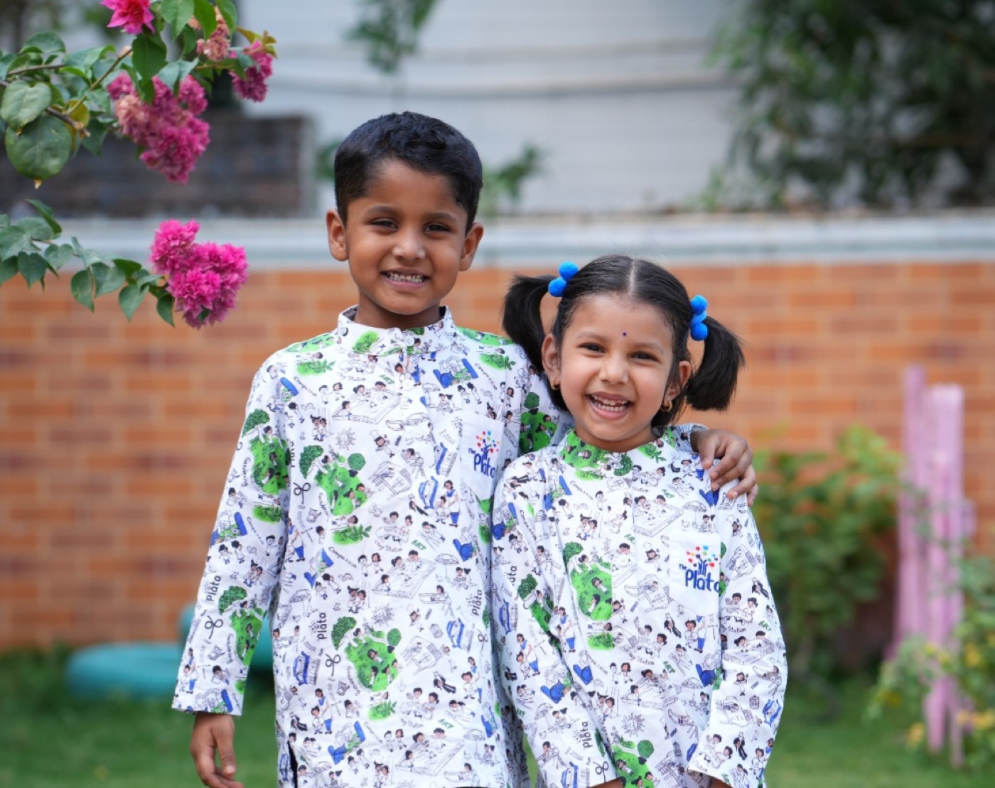 Children at The Platos School in their school uniform